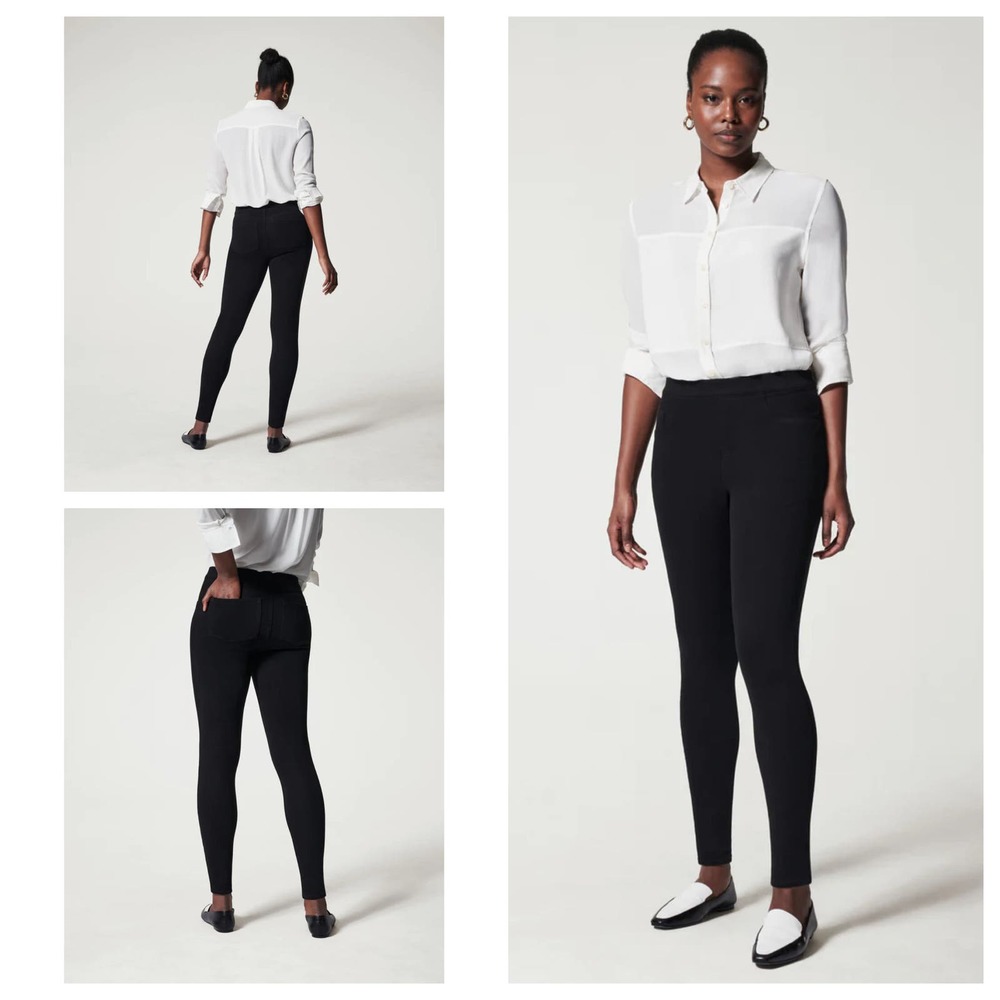 Spanx Jean-ish Ankle Black Leggings Women’s Size Small Petite Pants